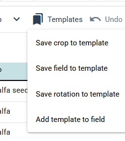 button labeled templates. menu with options